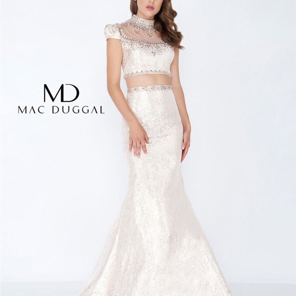 Mac Duggal Cream 
Two piece Gown
